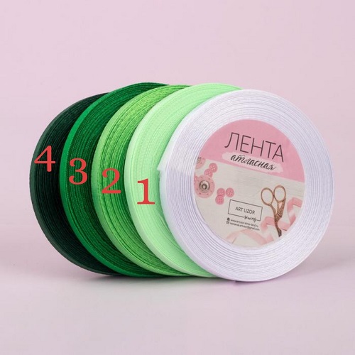 Лента атласная, 6 мм, зеленый № 3